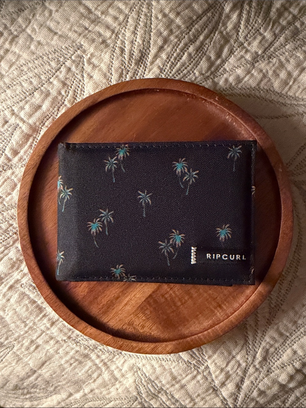 Rip Curl Black Wallet with Teal Palm Print